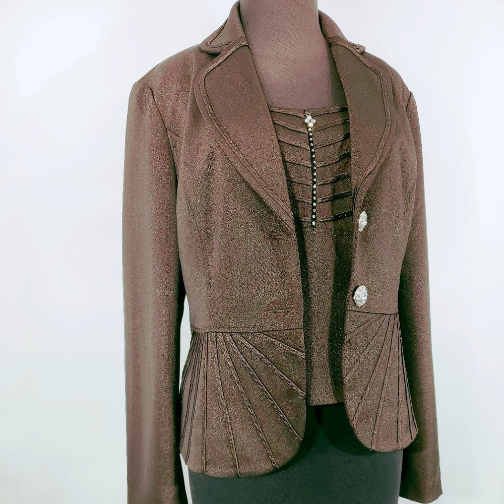 Topstitched Two-Button Jacket with matching top XL